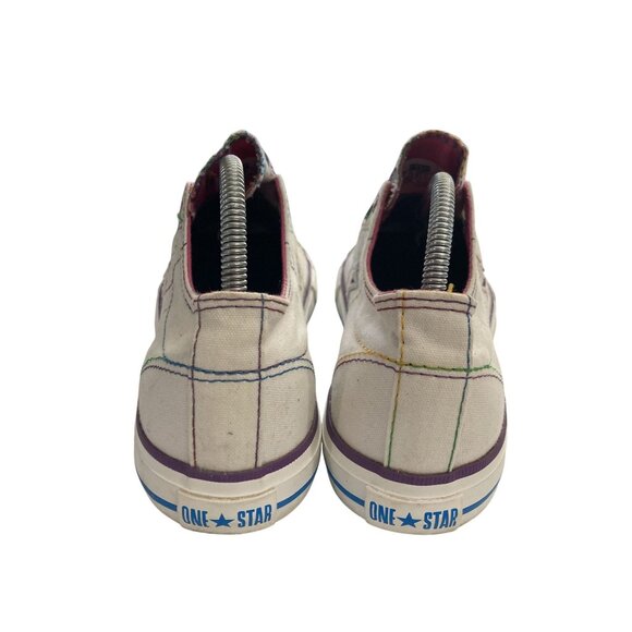 Converse One Star Junior Size 6 white Slip-On Multicolor Grommets  Sneakers - Picture 4 of 8